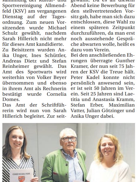 Ried Information - Vorstandswahlen beim KSV Allmendfeld