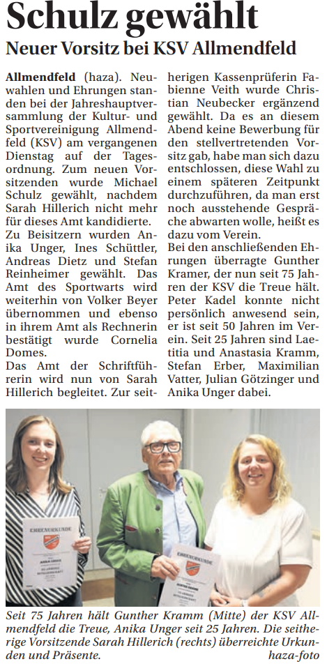 Ried Information - Vorstandswahlen beim KSV Allmendfeld